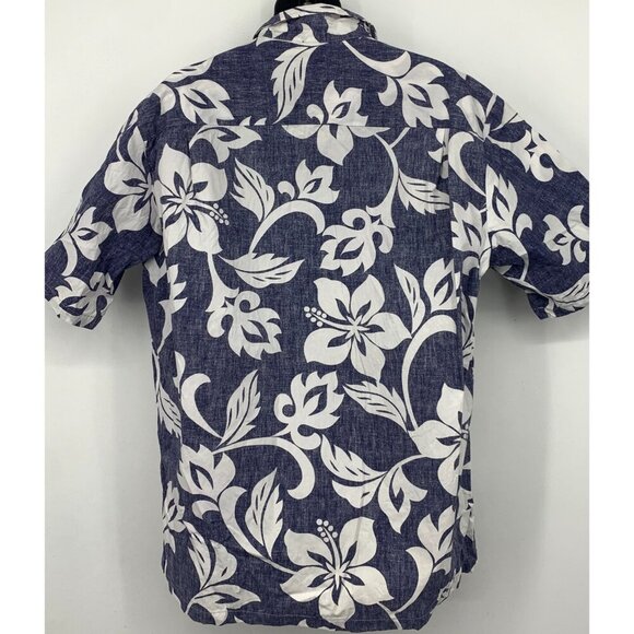 Hilo Hattie Men Large Blue Hibiscus Button Short Sleeve Shirt Aloha Hawaiian EUC - Picture 7 of 8